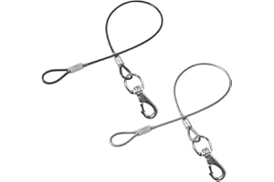 Mi Metty 2Pack Hundeleine Verlängerungsseil Kausicherfest Metall Kabel Leine,Hochbelastbar Trainingsleine Hundeleine Große Mittelgroße Hunde (Schwarz+Transparent, 20 inch/50 cm)