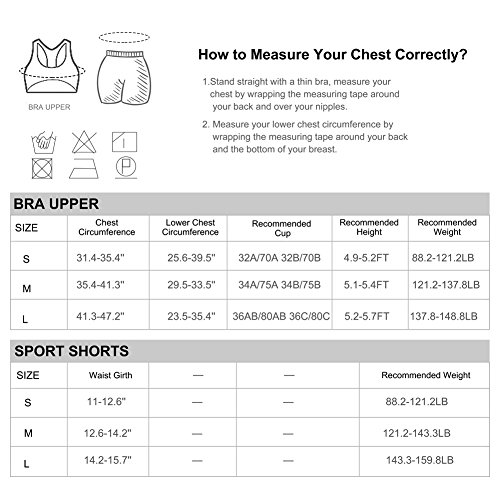 Vbiger Sport BH Yoga BH Sports Bra Damen Kurze Jogginghose Kurz Sporthose Damen Sport Bustier ohne Bügel - 3