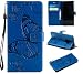 Produktbild Ooboom LG X Power 3 Hülle 3D Schmetterling Muster Prämie PU Leder Schutzhülle Tasche Case Flip Cover Wallet Brieftasche Ständer mit Kartenfächer Kartenfach für LG X Power 3 - Blau