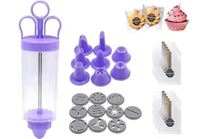 Kellegour Pistolet Presse à Biscuits,Seringue de Décoration pour Pâtisserie,Seringue Pâtisserie,Seringue à Décorer,avec 100 Sac à Biscuits,pour Biscuits,Gâteaux,Desserts,Brioches,Beignets