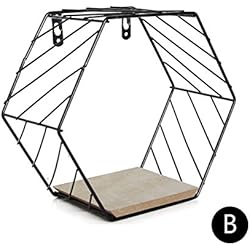 Séparation hexagonale du panier suspendu avec étagère murale flottante pour étagères murales avec support mural en corde de chanvre pour la décoration de plantes