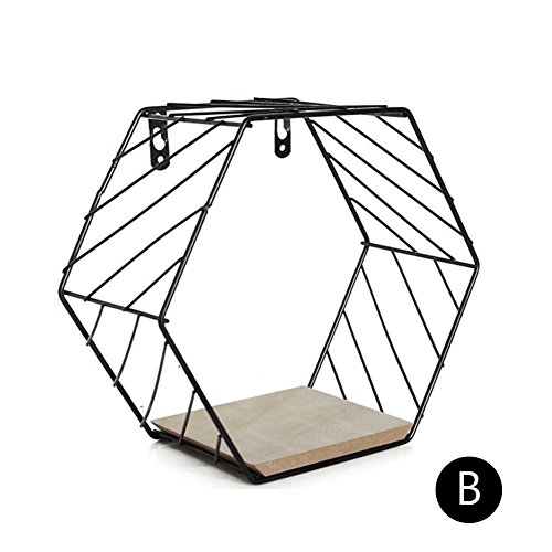 Séparation hexagonale du panier suspendu avec étagère murale flottante pour étagères murales avec support mural en corde de chanvre pour la décoration de plantes