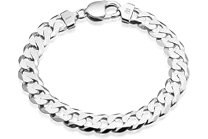 QUADRI - Extra Shiny Cuban Link Bracelet for Men 10 mm and 12mm in 925 Sterling Silver Italian Diamond-Cut - 7.5 to 9 Inches - Premium Quality - Gift Box Included