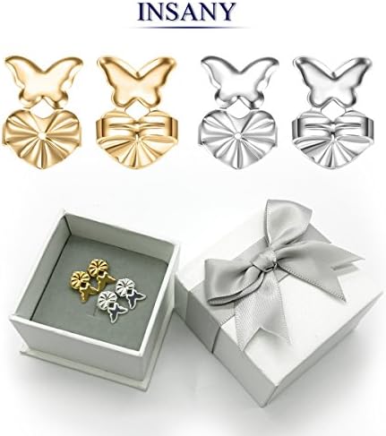 2 Pairs Magic Earring Lifters, INSANY Earring Backs Adjustable Hypoallergenic Earring Lifts Fits All Post Earrings