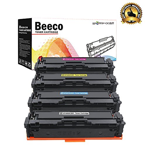 Beeco® CF400X CF401X CF402X CF403X 201X Toner kompatibel für HP Color LaserJet Pro MFP M277dw, M252dw, MFP M277n, M252n, 4 Stücke (Schwarz, Cyan, Gelb, Magenta)