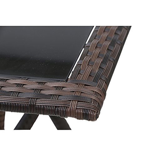 Siena Garden 560586 Tisch Wien, 70x70cm Aluminium-Gestell Gardino®-Geflecht maron Glasplatte schwarz, Aluminium-Fußkappen - 5