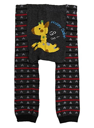 Instylewear Boy Girl Baby Unisex Kids Toddler Cotton Blend Tights Leggings Pants Trousers Happy Giraffe Black 6-12 Month