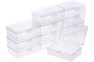 BENECREAT 12 Pezzi Contenitori di Immagazzinaggio in Plastica per Scatola da 9,75x7x3,25cm Trasparenti con Coperchio per Oggetti, Erbe, Perline Minuscole, Gioielli