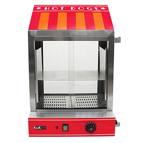 KuKoo - Cuiseur Vapeur pour Hot Dog, Machine Commerciale pour Hot Dog à Portes en Verre et Réchauffe Pain
