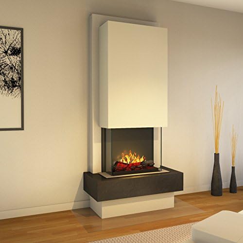 muenkel Design Milano Electric Fireplace Opti-Myst Heat: Negro (Slate Black) - Cap Pure White - Without Heating