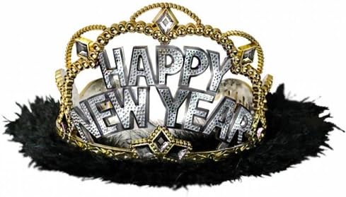 Happy New Year Silver, Gold And Black Furry Tiaras