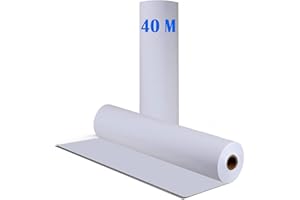 LANYOTA Zeichenpapier Rolle, 44cm x 40m Papierrolle, Skizzenpapier Skizzenrolle, Malpapier für Erwachsene Kinder Staffeleipapier Wandkunst Skizzieren Basteln Zeichnen Geschenkpapier,Weiße