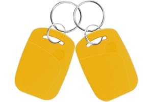 FTSTech 10pcs Porte-clés RFID Double Fréquence 125KHz et 13,56MHz 2-en-1 Porte-clés Composite UID Réinscriptible Utilisé pour Copier/Cloner des Clés/Cartes (Jaune)