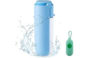 Kqpoinw Bouteille d'eau Portable pour Chien, 420 ML Gourde Chien Distributeur d'eau pour Animaux Portable Voyage Gourde pour Chien, Chat, Animaux de Compagnie pour Promenade (Bleu)