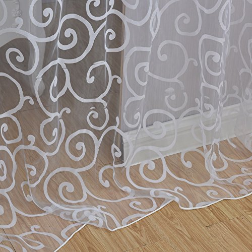 Wingogo Flocked Voile Tür Fenster Vorhang Balkon Sheer Panel Bildschirm Vorhänge Tür Fenster Dekor - 6