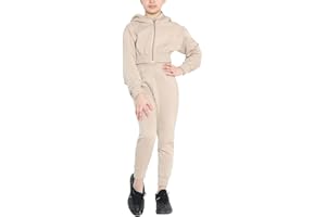 NY Deluxe Edition Girls Crop Tracksuit Set Kids Crop Zip Hooded Top & Jog Botttom Age 7 to13 years