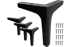 Cjueiom 17cm / 7 Inch Furniture Legs Black Sofa Legs Set of 4, Modern Table Legs Metal Triangle Furniture Feet, Sofa Foot Couch Legs Replacement for Cabinet Cupboard Chair Ottoman