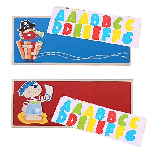 Bigjigs Toys Name Plaque (Pirate) (Pack of 2 - Red and Dark Blue)