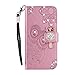Produktbild Bear Village® LG G7 Hülle, Brieftasche Leder Schutzhülle mit Kartenfach, Eule Magnet Verschluss Klapp Ständer Hülle für LG G7, Rose Gold