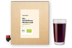 KAMELUR 3 litres de jus de myrtille BIO - 100% de jus direct de myrtilles forestières BIO mûres, jus mère de myrtille sans additifs - jus de myrtille en boîte de jus pratique