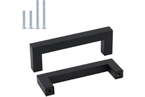 goldenwarm 10 Pieza Tiradores Cajones Tiradores Cocina Tiradores Negros Tiradores de Acero Inoxidable -LSJ12BK102 Tiradores Armarios Tiradores Muebles Baño Tiradores Vintage Tiradors 102mm