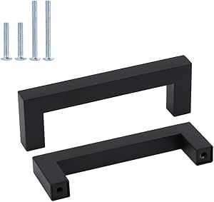 10 Stück Möbelgriffe 96mm - Edelstahl Schrankgriffe Schwarz Küche