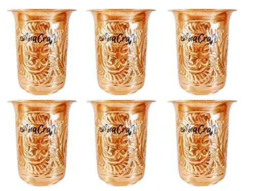 spécification Designer AsiaCraft Handmade meilleure qualité en verre pur cuivre pour la cuisine Accueil Ware restaurant Ware Hôtel Ware Accueil Décorer pour une bonne santé Avantages yoga indien Ayurveda - Lot de 6