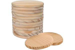 Creperture 20 Posavasos de Madera sin Terminar DIY Redondos de Madera en Blanco para Creación de Arte, Manualidades, Pintura, Grabado,Decoración del Hogar