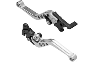 MOCNT 1 Paire Leviers Embrayage Frein de Moto 22mm Réglable Levier de Poignée d'embrayage de Frein CNC Aluminium Levier de Frein Tambour Levier de Frein Disque Scooter Argent