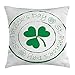 Produktbild WHALE LANDY 18"X18" St. Patrick's Day Throw Pillow Cushion Cover, Stamp Like Design Greetings for Party March 17 Lucky Shamrock Print, Decorative Square Accent Pillow Case, White and Green