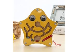FunnyGoo Mini Pen Driving Wooden Bead Maze Labyrinth for Children 3 Years and Up - Perfect Xmas (Star)