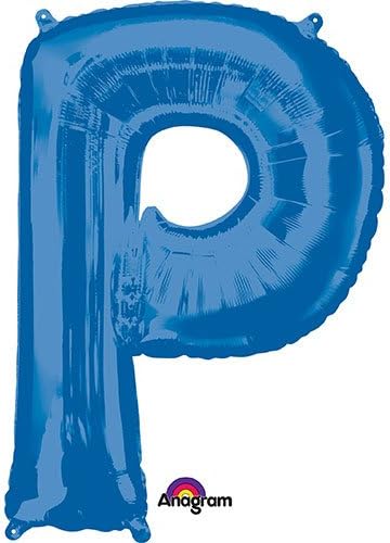 Amscan 3543101 Blue Letter P Foil Balloon-1 Pc, 34"