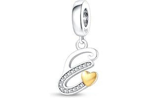 Pandach Charm con Pendente a Forma di Lettera dell’alfabeto A-Z, in Argento Sterling 925 Autentico con Cristalli. Compatibile con La maggior Parte dei Braccialetti e Delle Collane di Europee