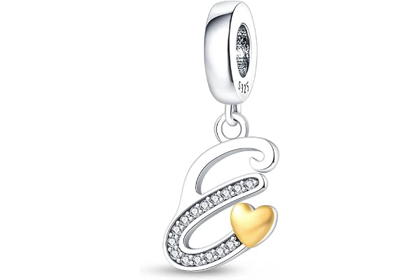 Pandach Lettre Charme Perles de Alphabet en argent sterling 925 pour bracelet et collier Pandora Compatible avec bracelets européens pour femmes et filles KJC874