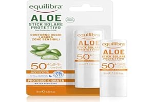 ‎EQUILIBRA Equilibra Solar Aloe Stick Sonnenschutz LSF 50+ Sonnenstick auf Basis von Aloe Vera zum Schutz sensibler Bereiche, für Kontur Augen, Lippen, Nase, Ohren, Tattoos, Flecken und Flecken, 12 ml