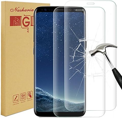 Nasharia 2 Pack Galaxy S8 Plus Screen Protector, Samsung Galaxy S8 Plus Tempered Glass 0.25mm Screen Protector, 9H Hardness, Bubble Free, Anti-Fingerprint HD Screen Protector Film
