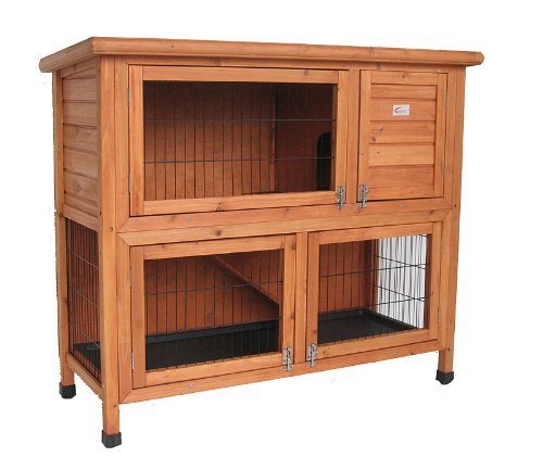 BUNNY BUSINESS Deluxe Double Decker Rabbit/ Guinea Hutch Run with Deluxe Hutch Cover, 48-inch