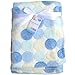 Super Soft & Fluffy Large Patterned Baby Blanket (Blue Polka Dot)