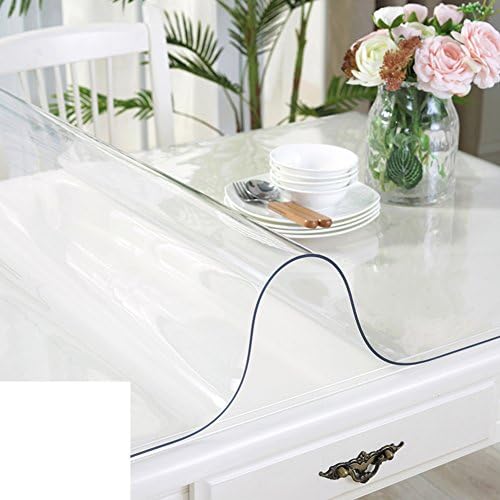 Tablecloth Plastic Table cloth Tablecloth [waterproof] Burn-proof Transparent Table mat Pvc Thicken Soft glass Crystal plate The print tablecloths-A 80x150cm(31x59inch)