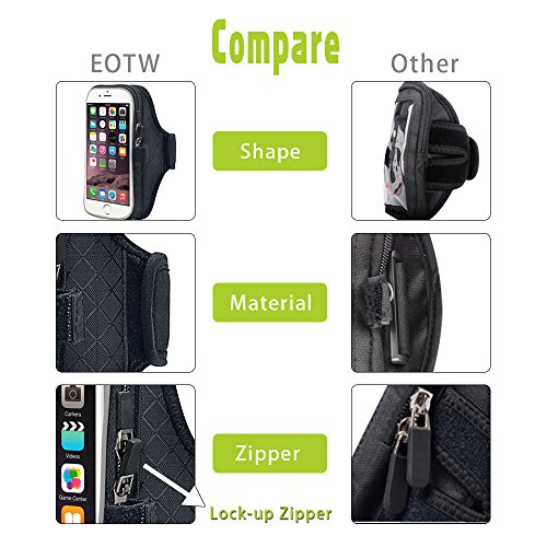 EOTW Brazalete deportivo para iPhone 6 plus 6s plus  Samsung S7 egde S7 S6 Huawei P9  con un bolsillo para llevar llaves  tarjetas  dinero  EL dise  o ergon  mico patentado para el brazo 8 6  a 13   Ideal para deporte  ejercicio  gimnacio  Corto 