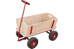 Izzy Bollerwagen Holz Kinder Luftreifen 100kg für alle Gelände Geeignet (Holzbollerwagen mit Pannensicheren PU-Reifen), 95 x 61 x 59 cm Abmessung; 15 KG
