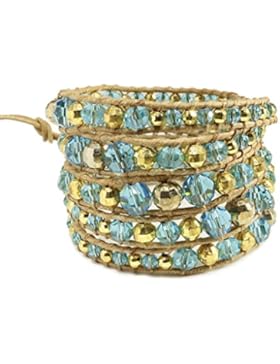 KELITCH Leder Armband 5 Kreis HalbHalbedelsteinee Stein HalbHalbedelsteinee Stein WickelArmband Freundschaftsarmbänder