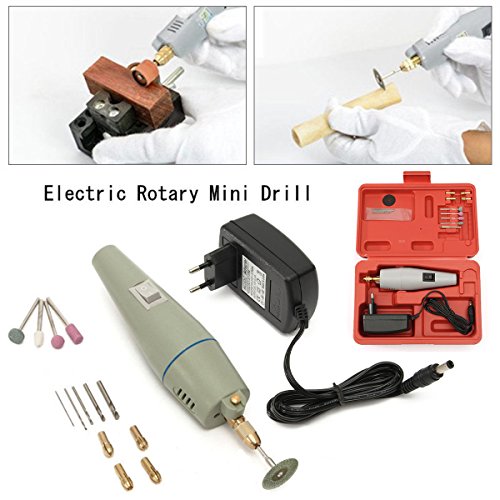 Mini Handschleifer Schleifer, GOCHANGE Schleifmaschine Elektro Rotary Drill Grinder Schleifen Werkzeug Set mit Power Adapter Koffer
