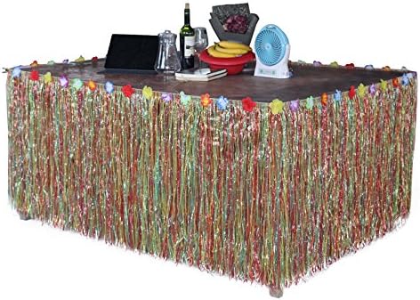 Picnic Table Skirt Household Table Skirt Dance Table Skirt Hula Skirt Plastic Table,Colour,580×30Cm