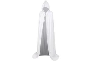 Myir JUN Largo Capa con Capucha Terciopelo, Unisex Adulto Niños Disfraz de Halloween Fiesta Disfraces Vampiro Traje (Blanco, XL)