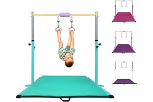 HomeSun Gymnastikstange für Kinder Robuste Kip Bar mit Ringen horizontale Turnreck für Heimtraining Höhenverstellbar 90-150cm Trainingsgerät bis 100 kg Alter 3-15