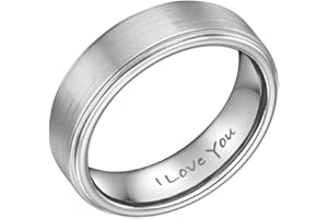 Willis Judd Mens Tungsten Ring Engraved I Love You In Gift Box 7mm Wedding Band Ring for Men Engagement Ring Comfort Fit