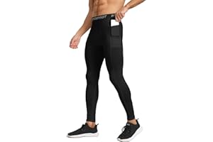 HYCOPROT Pantalon de Compression pour Hommes avec Poches Séchage Rapide Pantalon de Course Base Layer Leggings de Collant pour Basketball Fitness Jogging