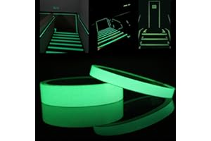 LbsAMP 2 Volumes Fluorescente Bande Autocollante Lumineux Ruban Adhésif Amovible étanche Brillant dans l'obscurité pour les Escaliers la Scène le Vélo la Chambre le Garage - 20mm x 5m et 10mm x 5m