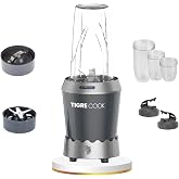 TIGRECOOK NUTRISHAKE 3 in 1 Paslanmaz &Ccedil;elik Bı&ccedil;aklı Kişisel Smoothie Blender ve Kahve Baharat &Ouml;ğ&uuml;t&uuml;c&uuml; 1000W (GRI)